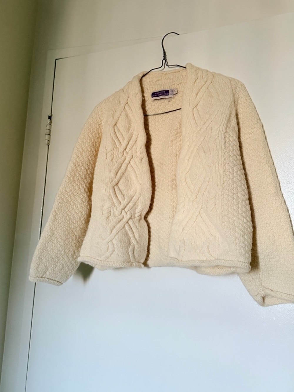 Vintage Open-Front Cable Knit Cardigan